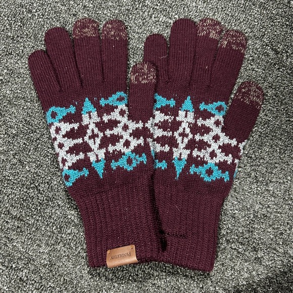 Pendleton Other - Pendleton Merino Wool Touchscreen Gloves Unisex One Size Burgundy Fair Isle Exc